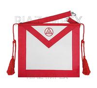 RIAZ IMPEX Grembiule rosso ricamato con archi reali massonici, con nappe e bordo in nastro grossolano, regalo per lui, Rosso, Prossoefinito
