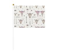 ribal teschio di toro su sfondo bianco, piccola mini bandiera portatile per giochi sportivi e festival decorazione bandiera parata 14 x 20,8 cm