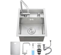 Ribanedy Argento lavello cucina 1 vasca nascosto, 30x45cm, acciaio inox sottopiano Bar/lavandino camper per Campeggio e Spazi Piccoli