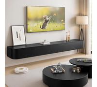 Ribanedy Mobile TV Sospeso Moderna | Consolle Multimediale da Parete | Grande Mobile TV con Spazio di Archiviazione per Soggiorno e Ufficio (Nero, 180cm)