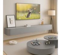 Ribanedy Mobile TV Sospeso Moderna | Consolle Multimediale da Parete | Grande Mobile TV con Spazio di Archiviazione per Soggiorno e Ufficio (Grigio, 180cm)