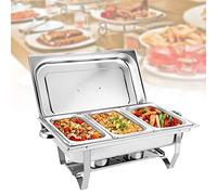 RibasuBB Chafing Dish - Set professionale con 3 griglie per chafing dish, 9 l, in acciaio inox, per chafing dishes, per catering, buffet e feste
