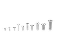 Ribattini in acciaio inox Assortimento Kit Rivetti Testa Rotonda Rivetto Stelo zigrinato per Etichette Targhe Fissaggio con Scatola di Plastica Diverse Misure