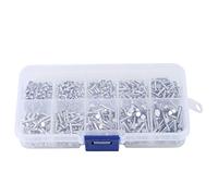 Ribattino solido 500pcs M2 Rivetti in alluminio a testa piatta Rivetto a testa piatta Rivetti a lunghezza 3mm-18mm Lunghezza Borchie Decorazione Viti per macchine Dadi Kit rivetti piatti