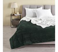 Ribbed Texture Reversible Forest Green Throw Blanket Fluffy and Luxurious Twin Blanket 90 x 66 Blanket Forest Green