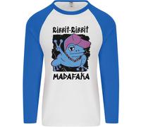 Ribbit Madafaka Funny Gangsta Frog Uomo L/S Baseball T-Shirt