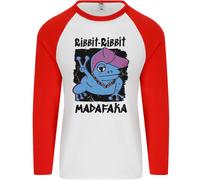 Ribbit Madafaka Funny Gangsta Frog Uomo L/S Baseball T-Shirt