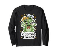Ribbitting Friends - Divertente Design a Forma di Rana con Occhiali e Cappello Maglia a Manica