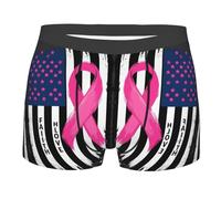 Ribbon Breast Cancer Awareness Print Uomo Boxer Morbido Intimo Elasticizzato Mutande per Quotidiano Sport Estivo XL