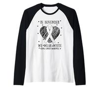Ribbon Heart Lung Cancer Awareness in November We Wear White Maglia con Maniche Raglan