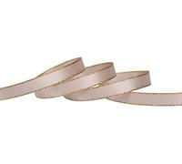 Ribbonitlux 813 - Nastro di raso double face con bordo dorato, larghezza 9 mm, 22 metri (vaniglia), set per confezioni regalo, decorazioni per feste, matrimoni e lavori artigianali