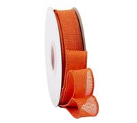 Ribbonitlux Nastro in juta arancione con bordo metallico, 25 mm x 18 metri, per confezioni regalo, fiocchi grandi, ghirlande e decorazioni natalizie