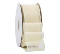 Ribbonitlux Nastro in juta avorio con bordo metallico, 50 mm x 18 metri, per confezioni regalo, fiocchi grandi, ghirlande e decorazioni natalizie