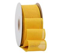 Ribbonitlux Nastro in juta giallo con bordo metallico, 50 mm x 18 metri, per confezioni regalo, fiocchi grandi, ghirlande e decorazioni natalizie