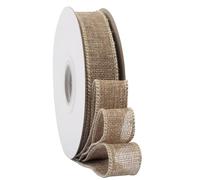 Ribbonitlux Nastro in juta naturale con bordo metallico, 25 mm x 18 metri, per confezioni regalo, fiocchi grandi, ghirlande e decorazioni natalizie