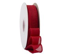 Ribbonitlux Nastro in juta rosso con bordo metallico, 25 mm x 18 metri, per confezioni regalo, fiocchi grandi, ghirlande e decorazioni natalizie