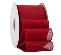 Ribbonitlux Nastro in juta rosso con bordo metallico, 50 mm x 18 metri, per confezioni regalo, fiocchi grandi, ghirlande e decorazioni natalizie