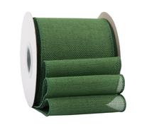 Ribbonitlux Nastro in juta verde bosco con bordo metallico, 100 mm x 18 metri, per confezioni regalo, fiocchi grandi, ghirlande e decorazioni natalizie