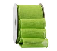 Ribbonitlux Nastro in juta verde mela con bordo metallico, 75 mm x 18 metri, per confezioni regalo, fiocchi grandi, ghirlande e decorazioni natalizie