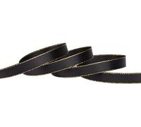 Ribbonitlux Nastro Raso Doppio con Bordo Dorato 9 mm x 22 Metri (030-Nero), Ideale per Confezioni Regalo, Decorazioni per Feste, Matrimoni e Fai-da-te