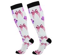 Ribbons Tied Bows Calze Compressione Traspiranti Calzini Viaggi Calze A Compressione Per Escursioni Supporto Trekking 50Cm