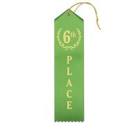 RibbonsNow 6th Place Award Ribbons - 25 Green Ribbons with Card & Stri