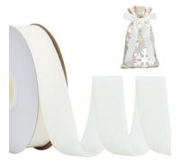 RIBBOOO Nastro di Velluto Bianco 2,5 CM x 9,14 Metri, Nastri di Velluto Vintage per Ghirlanda Natalizia Decorazione Fiocco Artigianato Confezione Regalo, Confezione Bouquet San Valentino