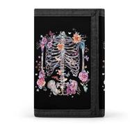 Ribcage - Portafogli a tre ante con fiori e farfalle, con porta carte di credito, 8 scomparti, portachiavi, finestra per foto, per uomini e donne, Stile 19, Taglia unica, Per tutte le stagioni