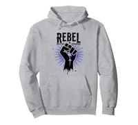 Ribelle con Una Causa: Potente protesta del Pugno Felpa con Cappuccio, Unisex per Adulti, Grigio Melange, XL