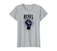 Ribelle con Una Causa: Potente protesta del Pugno Maglietta, Donna, Grigio Melange, L