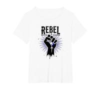 Ribelle con Una Causa: Potente protesta del Pugno Maglietta, Donna Plus-Size, Bianco, 5X