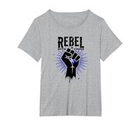 Ribelle con Una Causa: Potente protesta del Pugno Maglietta, Donna Plus-Size, Grigio Melange, 2X