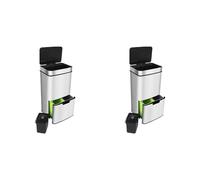 Ribelli Automatic Sensor Trash Bin Waste Bin Stainless Steel 72 Litri 4 Compartimenti (Confezione da 2)