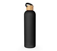 Ribelli Borraccia in acciaio inox, 500 ml, thermos a prova di perdite, con coperchio in bambù, bottiglia termica per 12 ore, bottiglia termica con manico, bottiglia d'acqua per sport, fitness