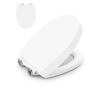 Ribelli Coperchio WC a forma di O, sedile WC con abbassamento automatico, facile da montare, funzione di rilascio rapido, antibatterico, ca. 45 x 37 cm, bianco