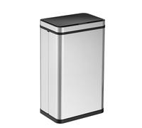 Ribelli Pattumiera in acciaio inox, 50 litri, con sensore, apertura e chiusura automatica, con indicatore di funzione LED, colore: argento