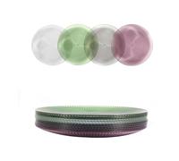 Ribelli Piatti da dessert in plastica colorati, piatti da 12 persone, piatti da 20 cm, piatti da campeggio, piatti da insalata, piatti in plastica per torte, snack, contorni