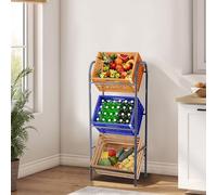 Ribelli® Scaffale casse bevande 3 ripiani, scaffale cucina, garage, scaffale portacasse, ca. 116 x 50 x 33 cm, grigio