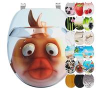 Ribelli Sedile WC con abbassamento automatico, coperchio WC a forma di O, in molti motivi, facile da montare, facile da pulire, ca. 46 x 37 cm (pesce rosso)