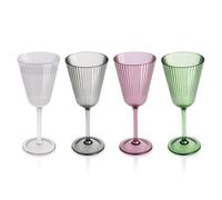 Ribelli Set di 4 bicchieri da vino rosso, 200 ml, eleganti bicchieri da vino rosso, bicchieri da vino bianco, in plastica, calici infrangibili, eleganti stoviglie per feste in piscina all'aperto