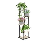 Ribelli Supporto per piante a 5 ripiani, 106 cm, scala per fiori, in legno e metallo, decorazione per balcone, giardino, soggiorno, ufficio, colore legno