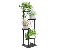 Ribelli Supporto per piante a 5 ripiani, 106 cm, scala per fiori, in legno e metallo, decorazione per balcone, giardino, soggiorno, ufficio, colore nero