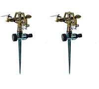 Ribimex Irrigatore a Battente su Picchetto in Metallo con Settore Regolabile 0-360°, Copertura fino a 400 m², Pressione 1-4 Bar, Ideale per Giardini, Prati e Bordure - PRA/AB.1411 (Confezione da 2)