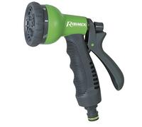 Ribimex Pistola Irrigazione Giardino Multigetto con Impugnatura Soft Touch e Quick Lock, 8 Getti a Flusso Regolabile, Ideale per Annaffiatura e Pulizia - PRA/TV.9302