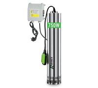 Ribimex Pompa Sommersa per Pozzi 4 Turbine Acque Chiare 750W Portata 8000L/h