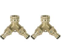 RIBIMEX - PRA/RLB.4208 - Presa rubinetto a due vie con raccordi rapidi liberi - In ottone (Confezione da 2)