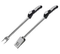 Ribimex PRBBQKIT Kit Forchetta e Pinza per Barbecue, Nero/Grigio