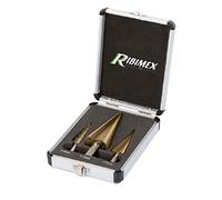 Ribimex set 3 punte frese a scalini HSS per legno acciaio plastica