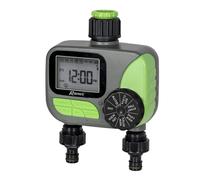 Ribimex Programmatore Digitale Irrigazione 2 Vie, Attacco 1''-3/4'', 2 Programmazioni 1-7 Giorni, Cicli 1 Min-4 Ore, Portata 5-35 L/min, Filtro Metallico, Alimentato a 2xAA Non Incluse - Pra/PB.1390