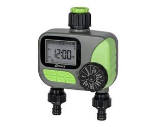 Ribimex Programmatore Digitale Irrigazione 2 Vie, Attacco 1''-3/4'', 2 Programmazioni 1-7 Giorni, Cicli 1 Min-4 Ore, Portata 5-35 L/min, Filtro Metallico, Alimentato a 2xAA Non Incluse - Pra/PB.1390